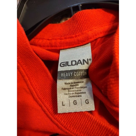 Gildan T Shirt Size L Red Short Sleeve Fat Full Happy Heavy Cotton - Picture 8 of 9